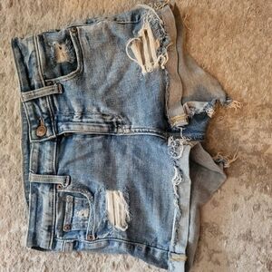 American Eagle Outfitters Light Blue Distressed Jean Shorts